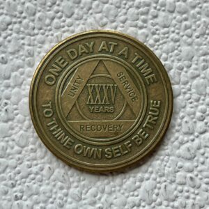 thumbnail image 2 of 41 Year AA Sobriety Medallion - Bronze Recovery Chip With Serenity Prayer 2 of 11
